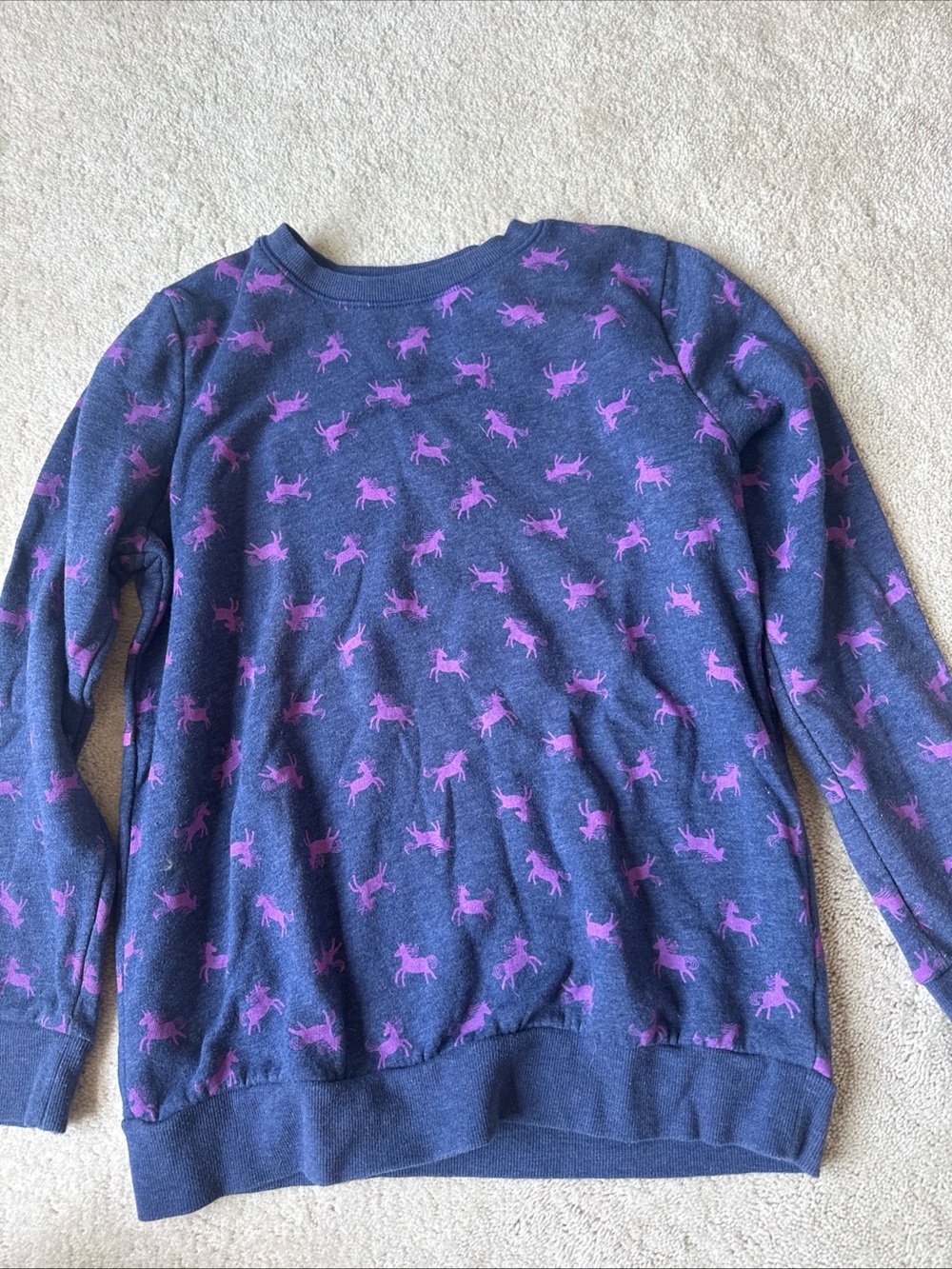 Women’s Navy Blue Sweatshirt with Pink Horse Print